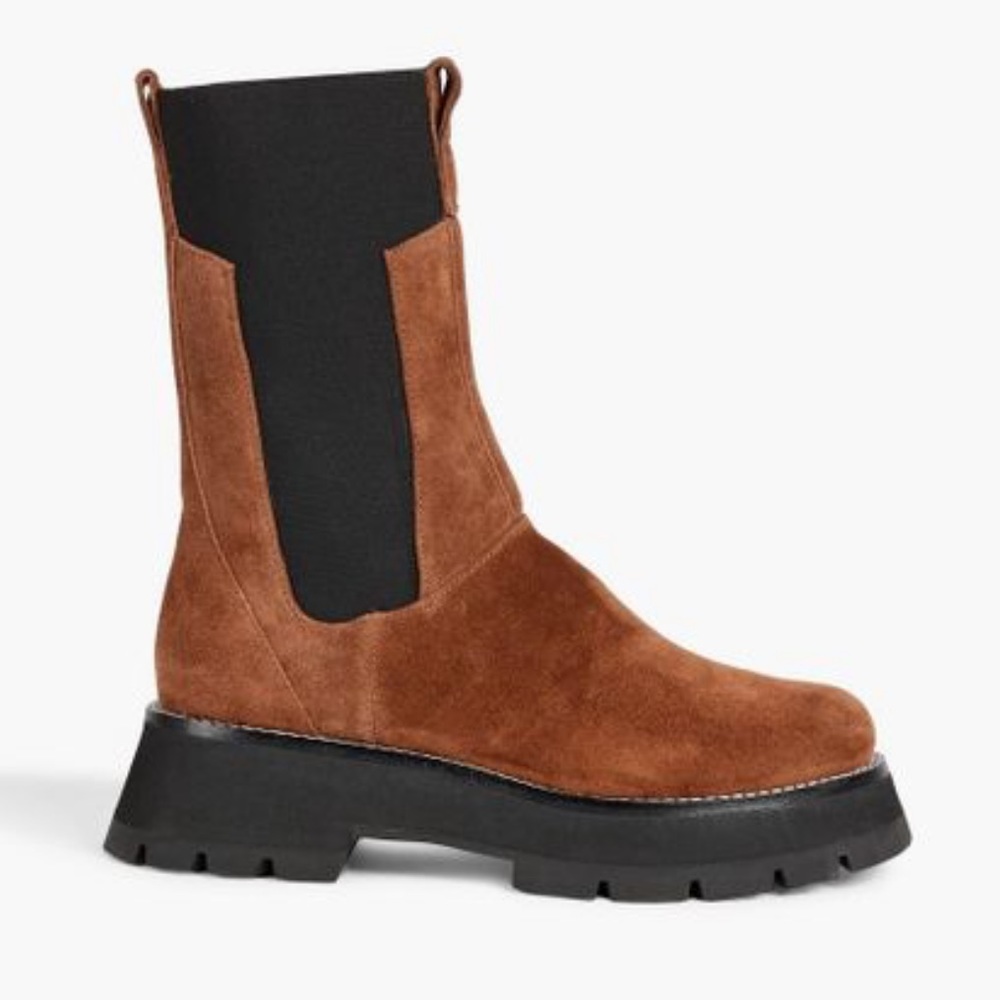 3.1 Phillip Lim Women’s Brown Kate Suede exaggerated-sole Chelsea Boots